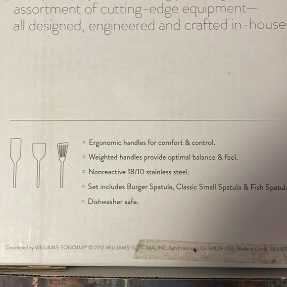 NEW in box Williams Sonoma stainless steel tools kitchen spatula set. - Picture 5 of 7
